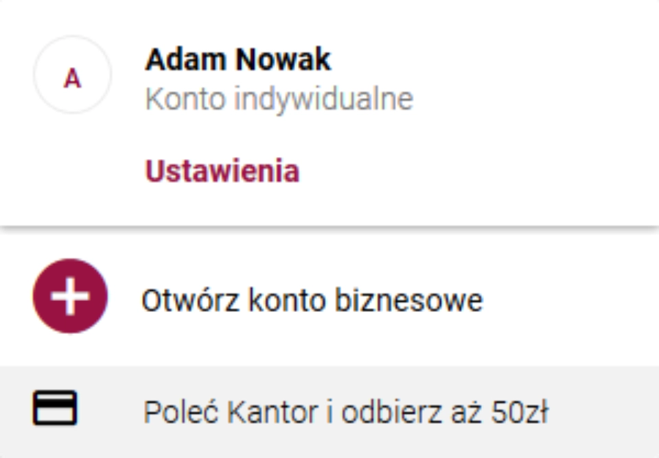 Obrazek pokazujący, gdzie na stronie Kantoru po zalogowaniu znajduje się zakładka z informacjami o programie rekomendacyjnym